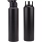 Fastgear 1000 ml Black Steel Water Bottle with Sipper & Steel Cap, FG1440 (Pack of 2)