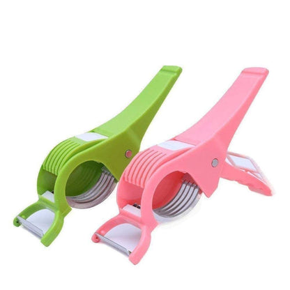 2 in 1 Vegetable & Fruit Multi Cutter & Peeler, Veg Cutter Sharp Stainless Steel 5 Blade Vegetable Cutter with Peeler