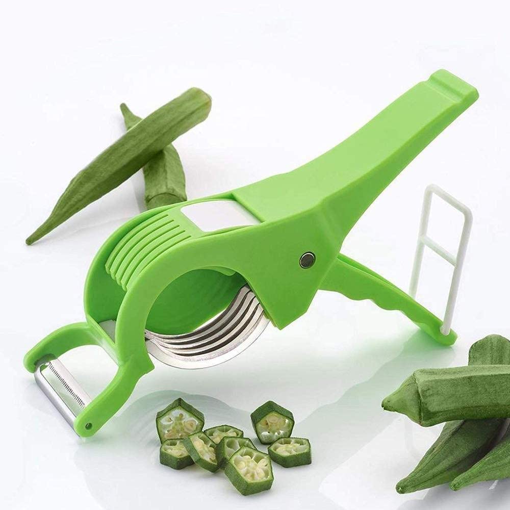 2 in 1 Vegetable & Fruit Multi Cutter & Peeler, Veg Cutter Sharp Stainless Steel 5 Blade Vegetable Cutter with Peeler