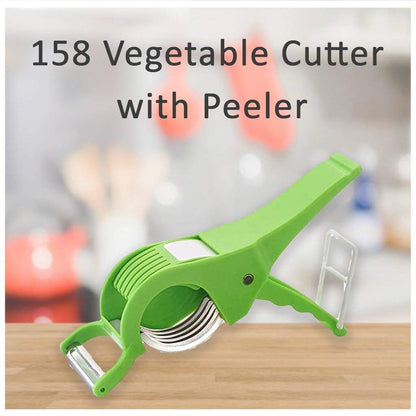 3 in 1 Vegetable & Fruit Multi Cutter & Peeler, Veg Cutter Sharp Stainless Steel 5 Blade Vegetable Cutter with Peeler