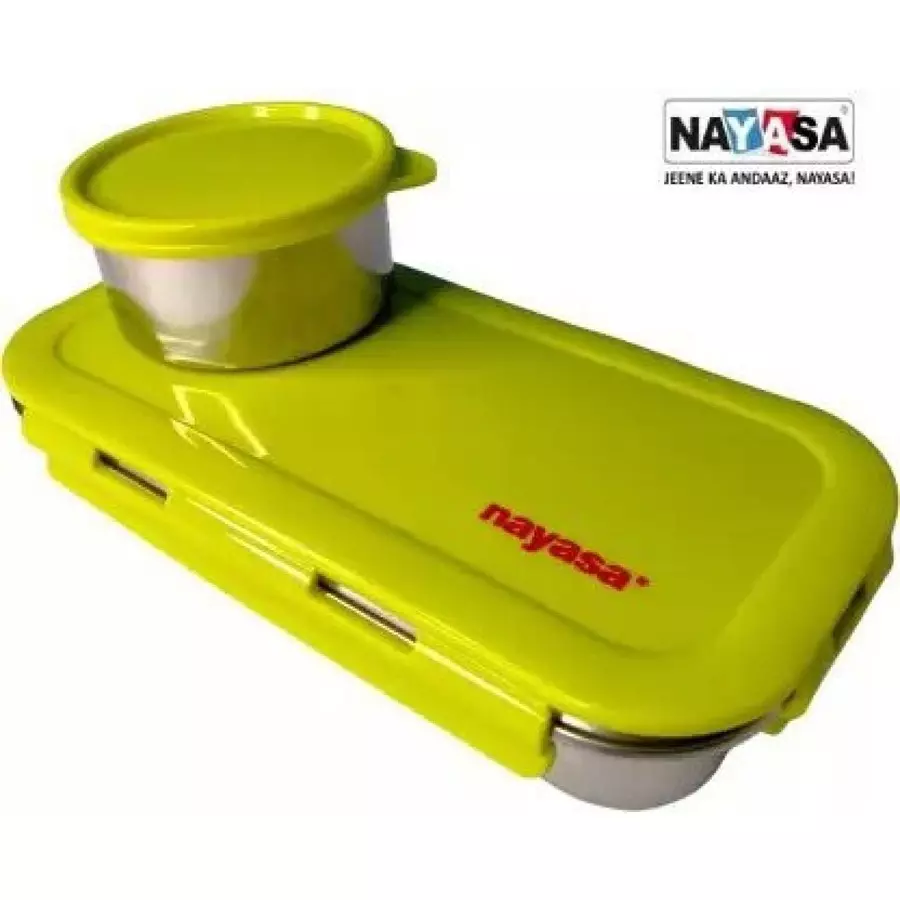 NAYASA 580 ml Stainless Steel Leakproof Lunch Box for School/Office, FG1401