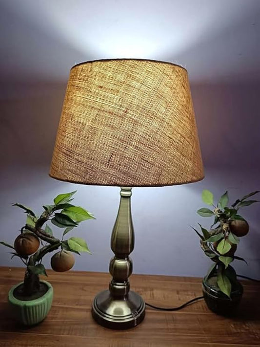 S&A HOME DECOR 24 INCHS Pitcher MILD Steel Table LAMP with Fabric Designing Shade | Jute Pattern Shade