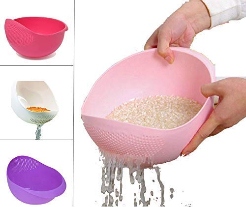 Plastic Rice Pulses Fruits Vegetable Noodles Pasta Washing Bowl and Strainer for Storing and Straining