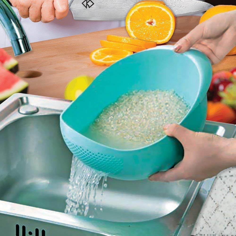 Plastic Rice Pulses Fruits Vegetable Noodles Pasta Washing Bowl and Strainer for Storing and Straining