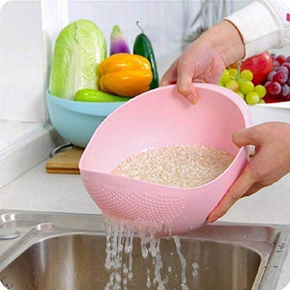 Plastic Rice Pulses Fruits Vegetable Noodles Pasta Washing Bowl and Strainer for Storing and Straining